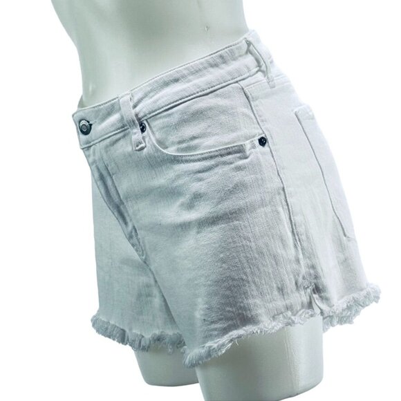 PISTOLA Women's Shorts White Cotton Denim Jean Frayed Edge Hem Stretch Size 32 - Picture 2 of 15